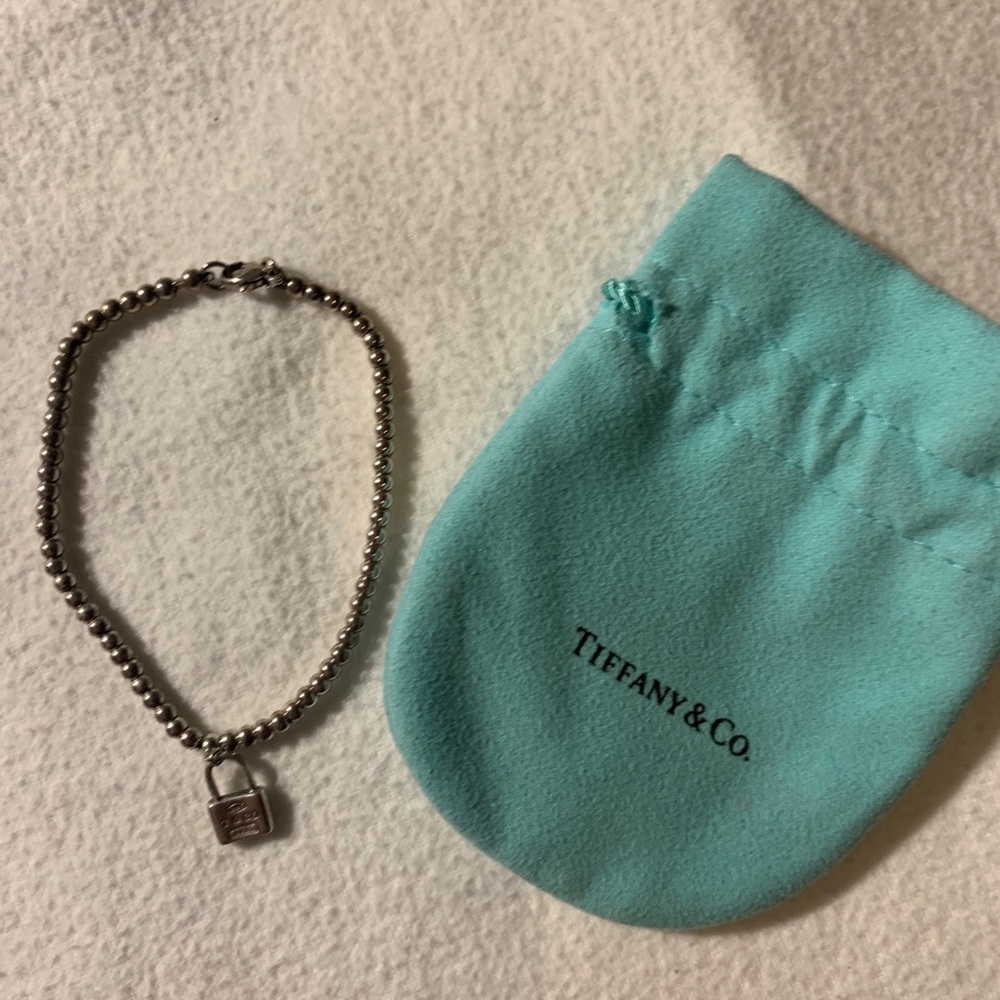 Tiffany & co silver lock beaded bracelet